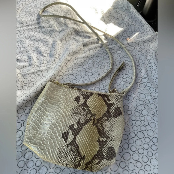 Elliot Lucca Faux Python Skin Crossbody Satchel Shoulderbag - Picture 3 of 9